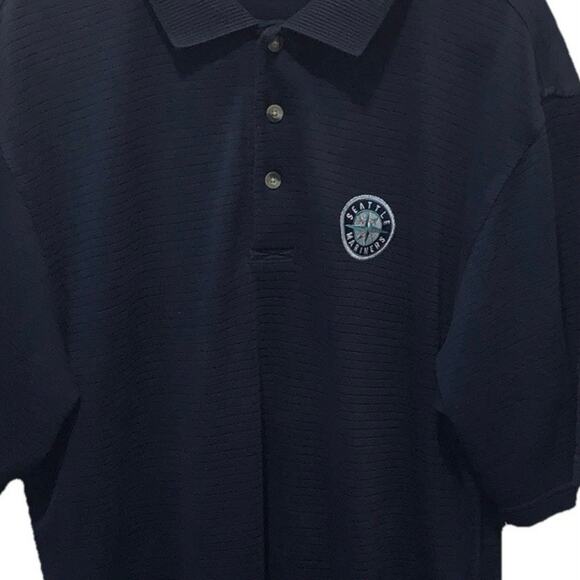 Seattle Mariners Polo Men's Sz Large Antigua Navy Blue Baseball Mens Shirt Top - Picture 4 of 9
